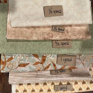 Cotton Quilting Fabric Bundle 4 Yards Total Floral Stripe Sage Tan Cream 6pc